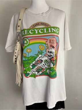 Steven Rhodes Learn About Recycling Skeleton Graphic Tee XL Goth Horror Humor